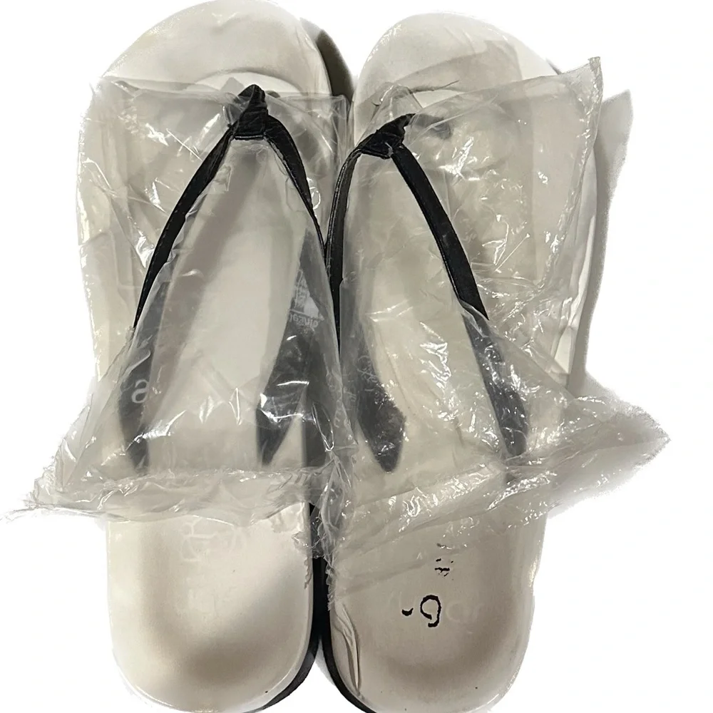 RARE 90’s VTG SUGAR BLACK WHITE PLATFORM SANDAL FLIP FLOP FLOATIE SZ:8-9 FLAWED